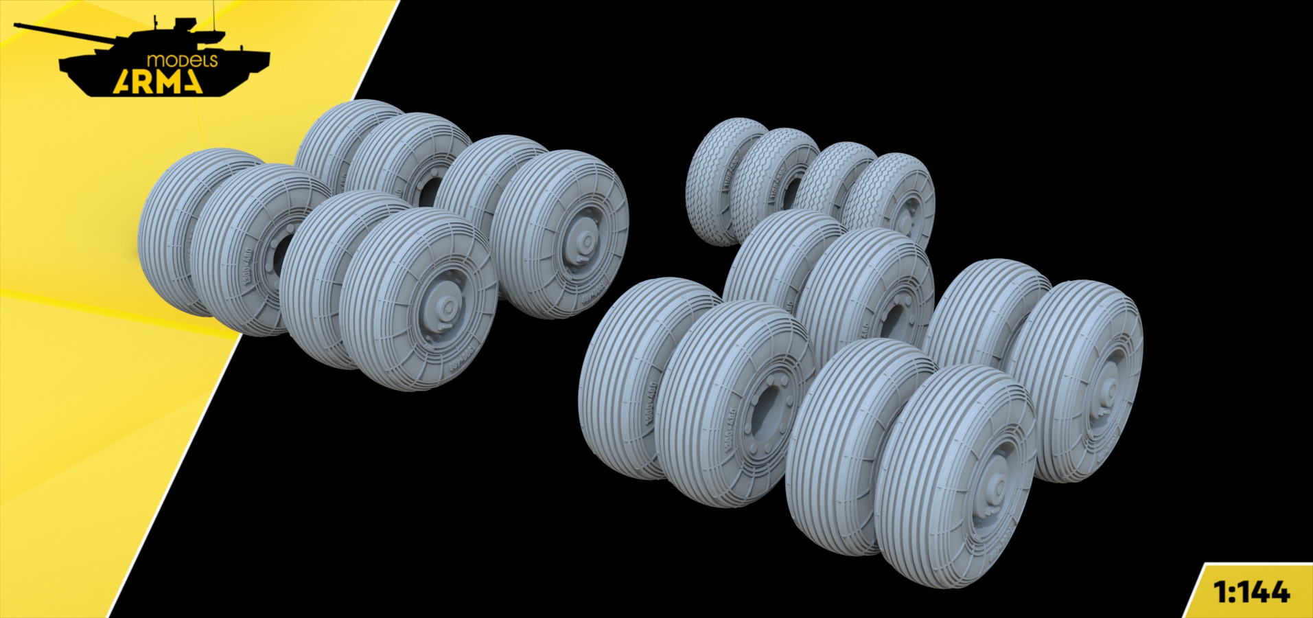 AM144207 Высокодетализированные колеса под нагрузкой для Ил-76 (Не для свободной продажи) 