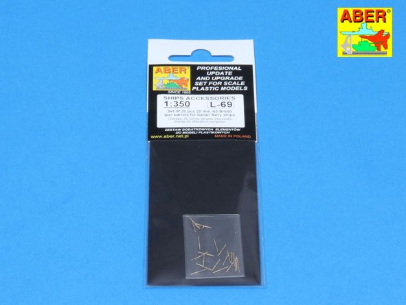 ABR-1:350-L-69  Дополнения для  Set of 20 pcs 20 mm /65 Breda gun barrels for Italian Navy ships для  1/350