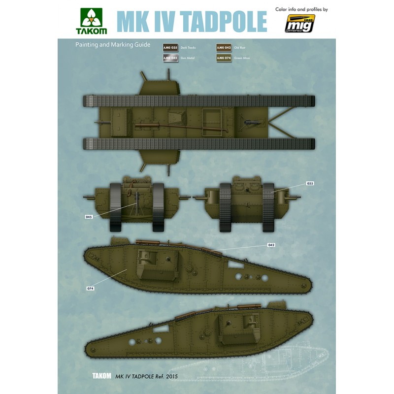 2015Т  WWI Heavy Battle Tank Mark IV Male Tadpole w/Rear mortar  Takom