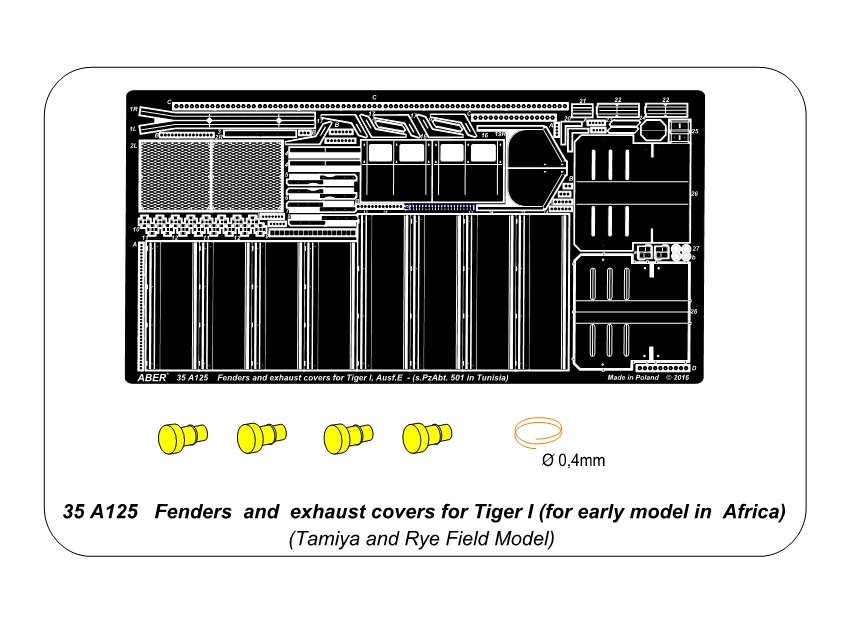 ABR-35-A125  Дополнения для  Fenders and exhaust covers for Tiger I (for early model in Africa) универсальный набор 1/35