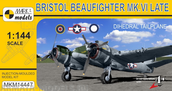 MKM14447 Самолет Bristol Beaufighter MK.VI Late (MARK I Models) 1/144 Mark I Models