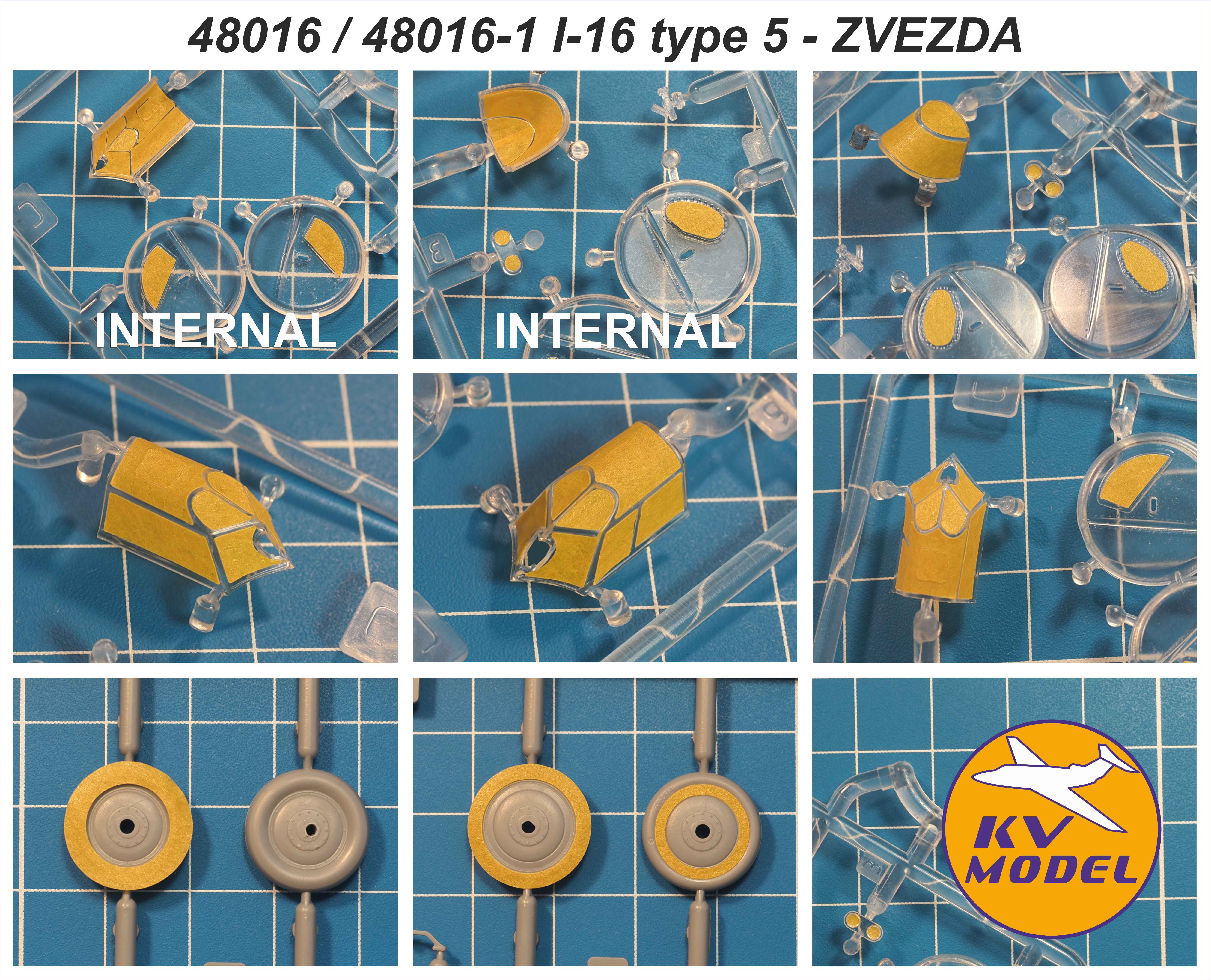 48016KV Маски окрасочные на И-16 тип 5 (ZVEZDA #4832) + маски на диски и колеса