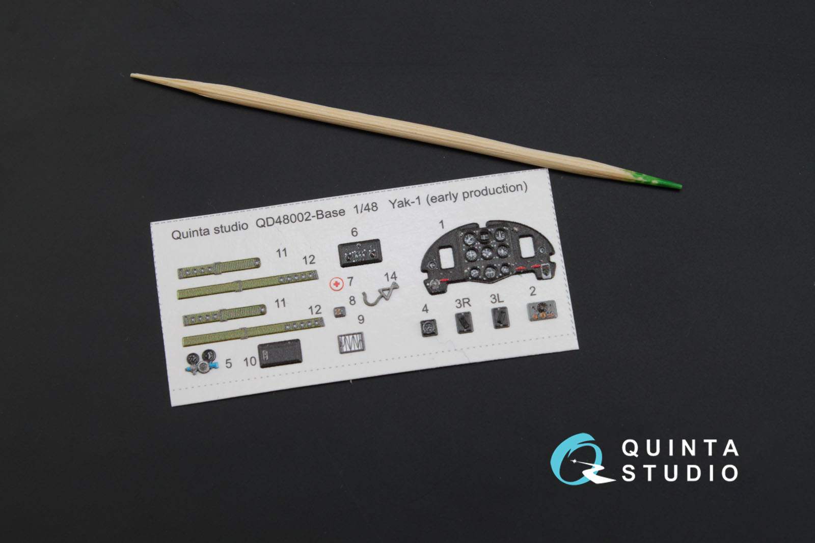 QD48002Base 3D Декаль интерьера кабины Як-1 (ранние серии) (для модели Моделсвит/ЮФ)
