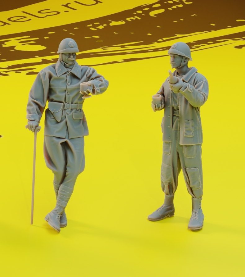 AM36041 Экипаж AMX ELC BIS на отдыхе 2 фигуры Arma Models