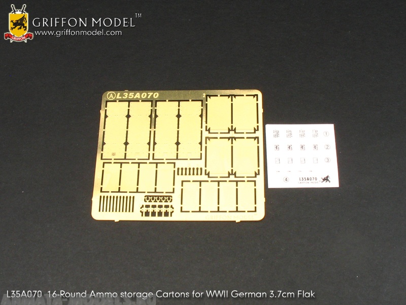 L35A070GR 16-Round Ammo Storage Cartons for WW II German 3.7cm Flak  1/35