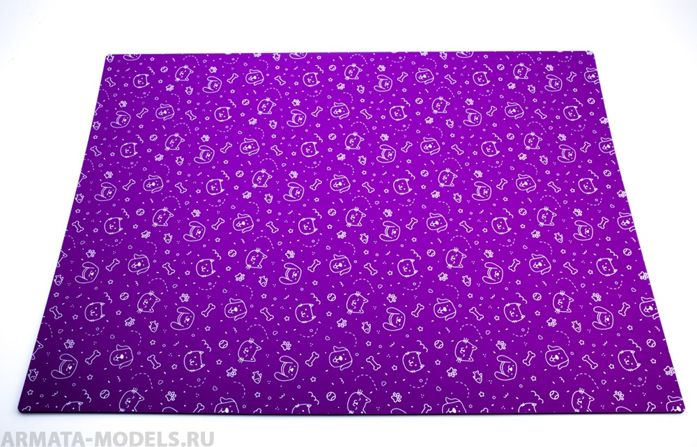100133RK Коврик для резки А2, 3 слоя, фиолетовый, кошечки собачки_2