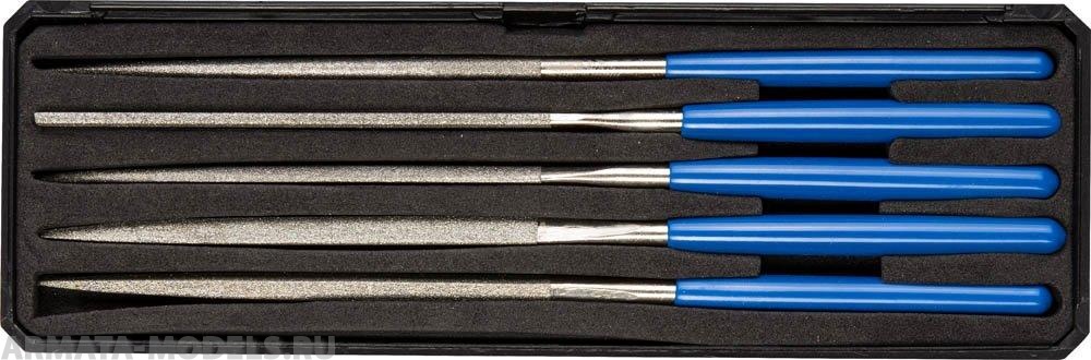 33388-140-H5 Набор ЭКСПЕРТ Надфили с алмазным напылением в пластиковом боксе, P 140, 140х75мм, 5 предметов