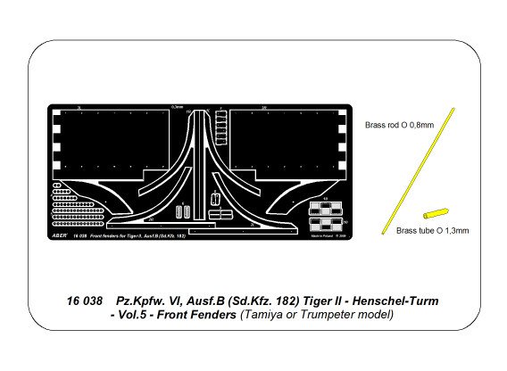 ABR-16-038  Дополнения для  Tiger II - Vol.5- Front Fenders для Tamiya/Trumpeter 1/16