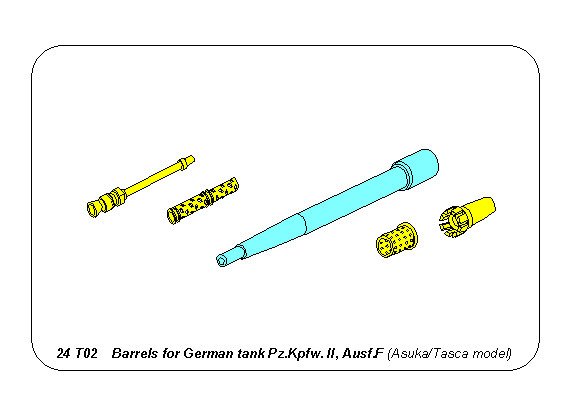 ABR-24-T02  Дополнения для  Set of Barrels for Pz.Kpfw. II, Ausf. F для Tasca 1/24