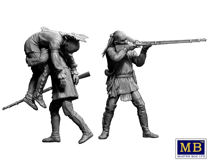 MB35210 Фигуры, Раненый товарищ. Серия Индейских войн, XVIII век. Набор № 2 Master Box (MB)