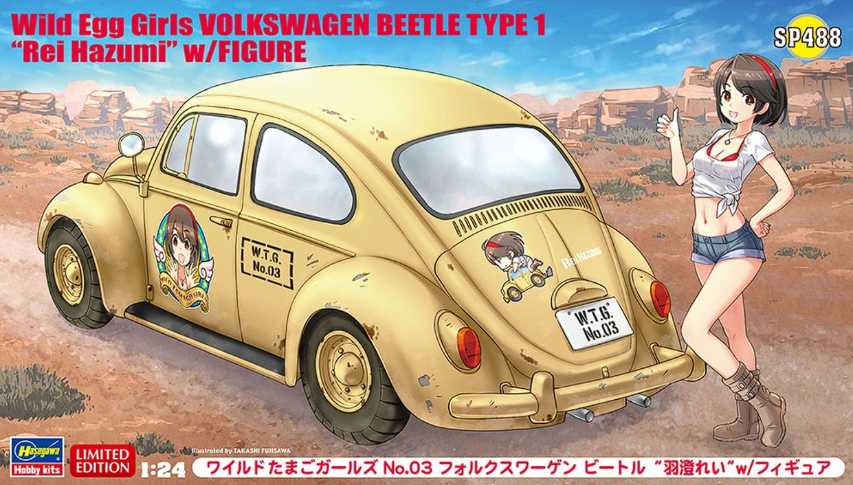 52288-Wild Egg Girls VW BEETLE Type 1 “Rei Hazumi”, набор автомобиль с фигуркой девушки Hasegawa