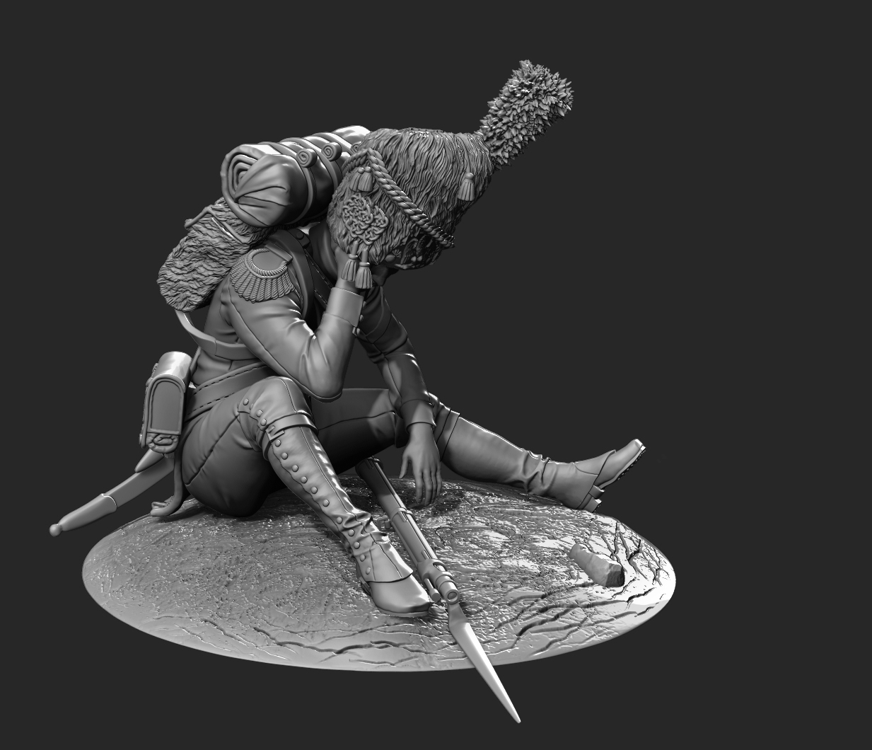 CHM-75007. Раненый гренадер Французской Императорской гвардии, 1808-15 гг. (фигура без подставки). 75 мм. Материал – смола Chronos Miniatures