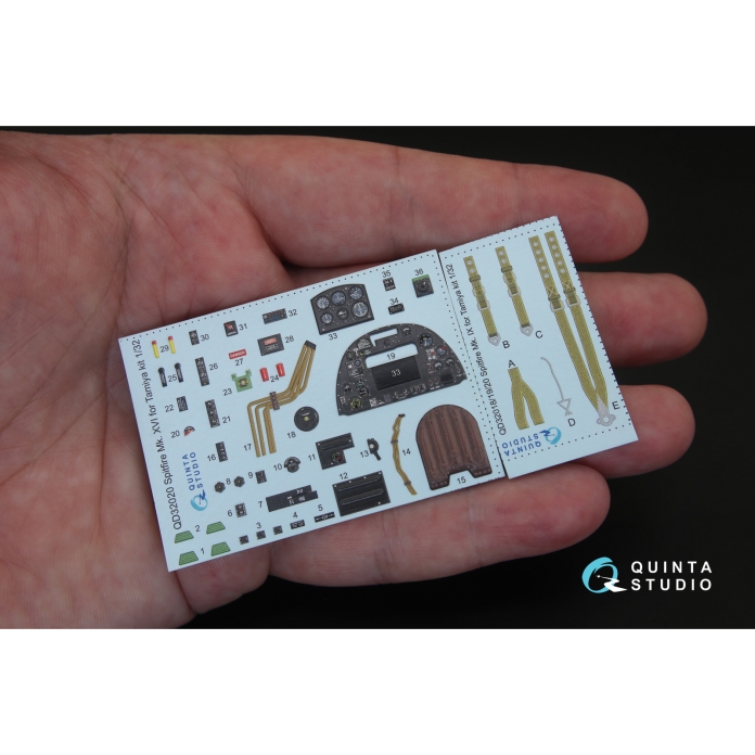 QD32020 3D Декаль интерьера кабины Spitfire Mk.XVI (для модели Tamiya)