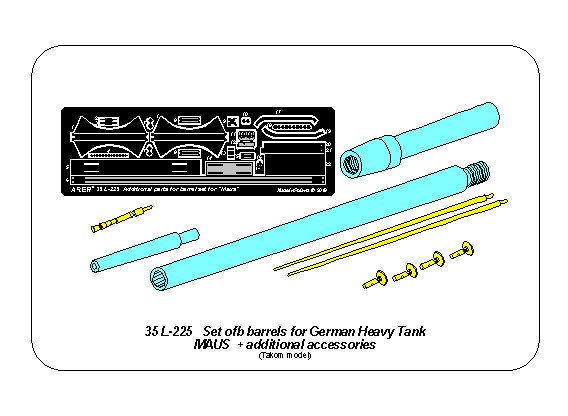 ABR-35-L-225  Дополнения для  Set of barrels for German Heavy Tank MAUS для Takom 1/35