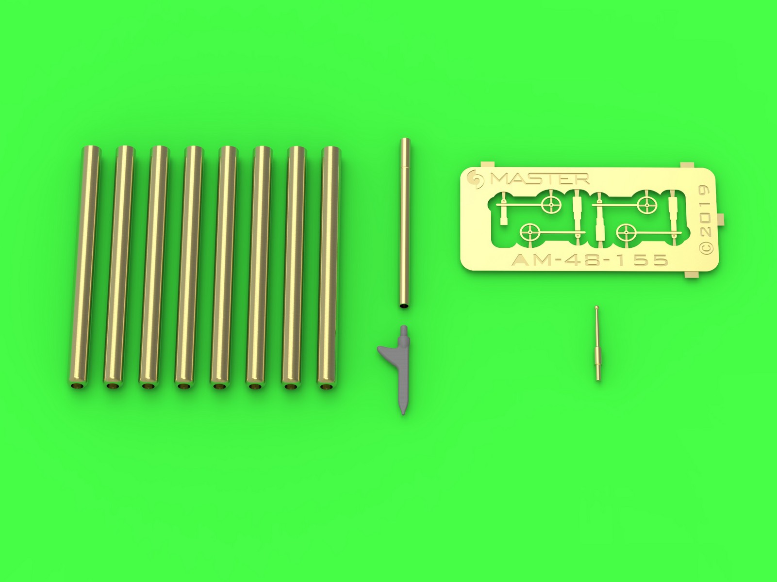 AM-48-155 P-47 Thunderbolt - zestaw detali -uzbrojenie, rurka Pitota, celownik / P-47 Thunderbolt - details set - Browning .50 blast tubes, gunsight and Pitot Tube