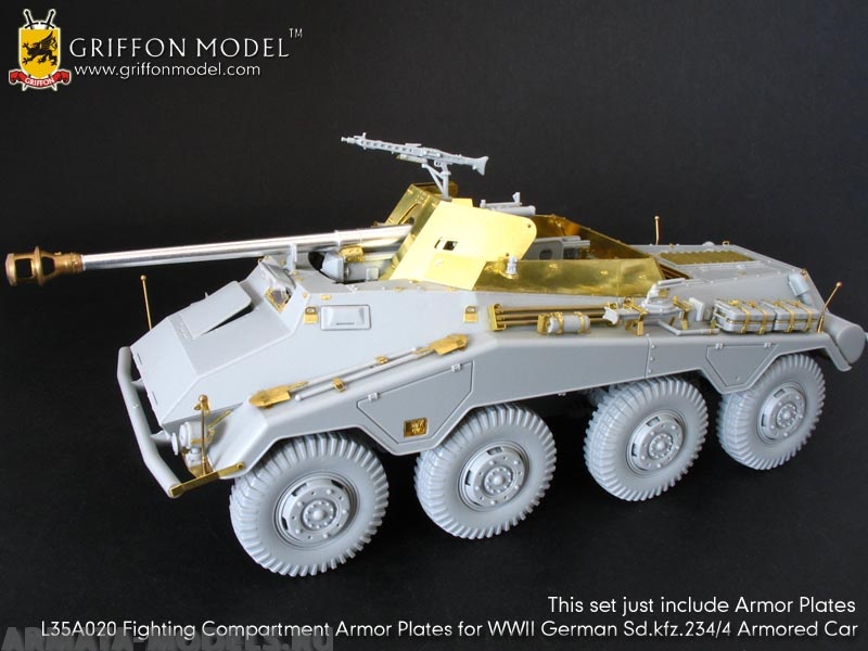L35A020GR Fighting Compartment Armor Plates for WW II German Sd.Kfz.234/4 Armored Car (for Dragon 6221 kit) 1/35