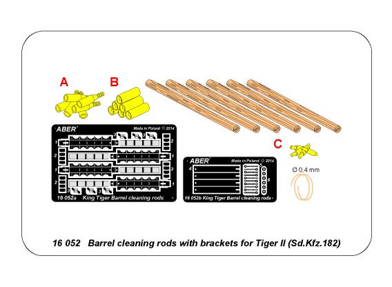 ABR-16-052  Дополнения для  Barrel cleaning rods with brackets for Tiger II для Tamiya/Trumpeter 1/16