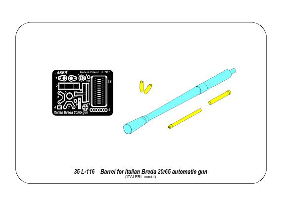 ABR-35-L-116  Дополнения для  Barrel for Italian Breda 20mm для Italeri 1/35