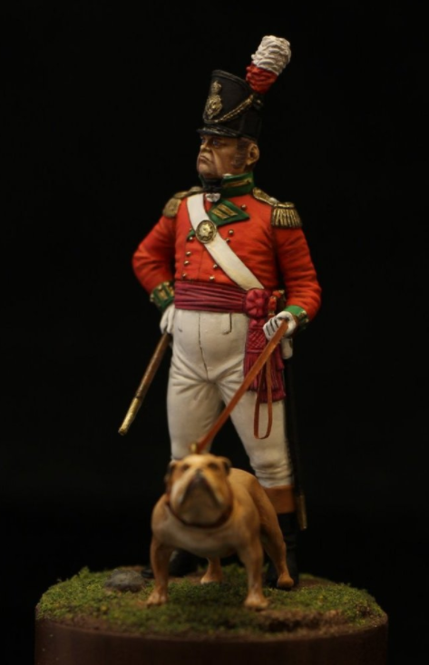 VD-54013. Британский пехотный офицер с бульдогом, 1812-14 гг. 54 мм. Материал - смола. Chronos Miniatures