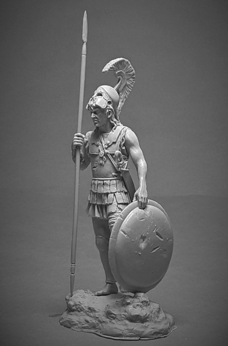 VD-54009(M). Греческий гоплит, V-IV века до н.э. 54 мм. Материал - белый металл. Chronos Miniatures