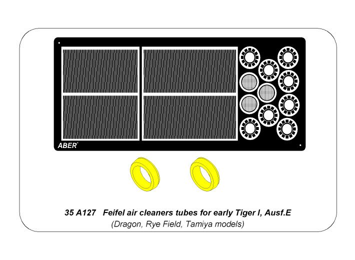 ABR-35-A127  Дополнения для  Feifel air cleaners tubes for early Tiger I, Ausf.E (Sd.Kfz.181) для Dragon, Rye Field, Tamiya models 1/35