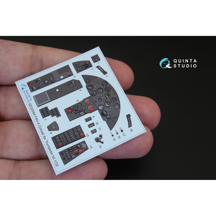 QD32054 3D Декаль интерьера кабины F4U-4 (для модели Trumpeter)