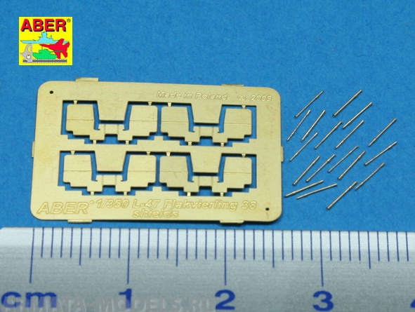 ABR-1:350-L-47  Дополнения для  Set of 16 pcs 2cm barrels for German Flakvierling 38 with shields для  1/350