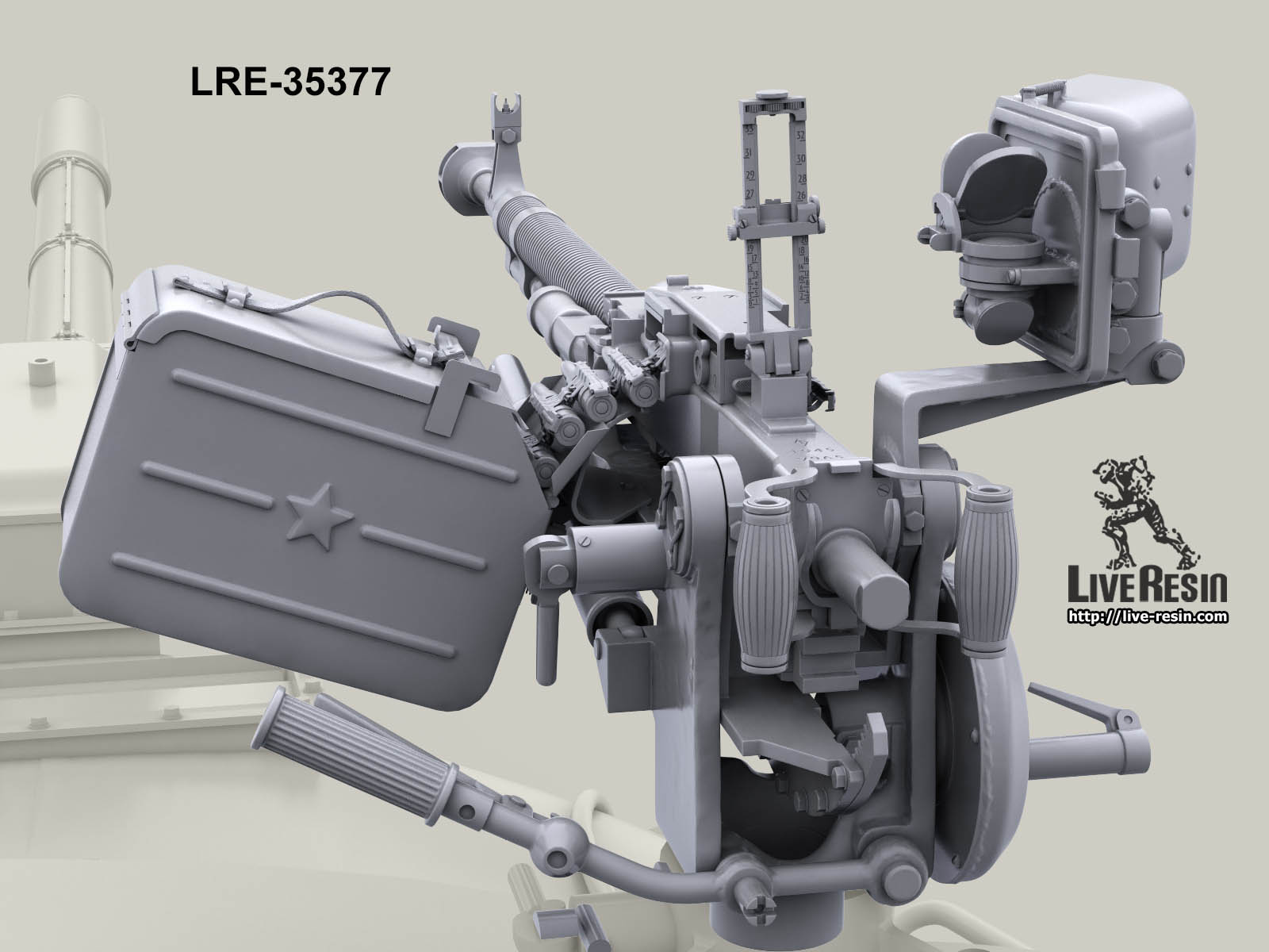LRE35377 Танковый зенитный 12,7 мм пулемет ДШКМТ на позднем лафетес открытым коллиматорным прицелом К-10Т (Не для свободной продажи)