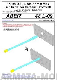 ABR-48-L-09  Дополнения для  British Q.F., 6 pdr. 57 mm Mk.V gun barrel for Centaur, Cromwell для Tamiya 1/48
