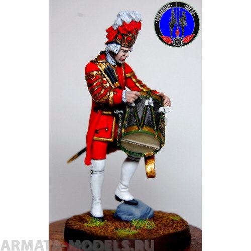ОП.60.013 Фигура из белого металла  Барабанщик лейбкомпании 1742 г  Студия Оловянный Парад