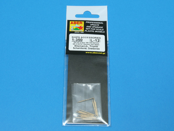 ABR-1:350-L-12  Дополнения для  Set of 12 pcs 150 mm barrels for German ships : Bismarck, Tirpitz, Scharnhorst, Gneisenau для  1/350
