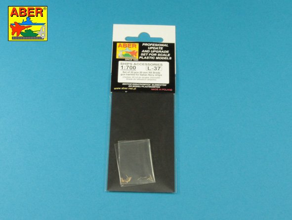 ABR-1:700-L-37  Дополнения для  Set of 20 pcs 20 mm L/65 Breda gun barrels for Italian Navy ships для  1/700