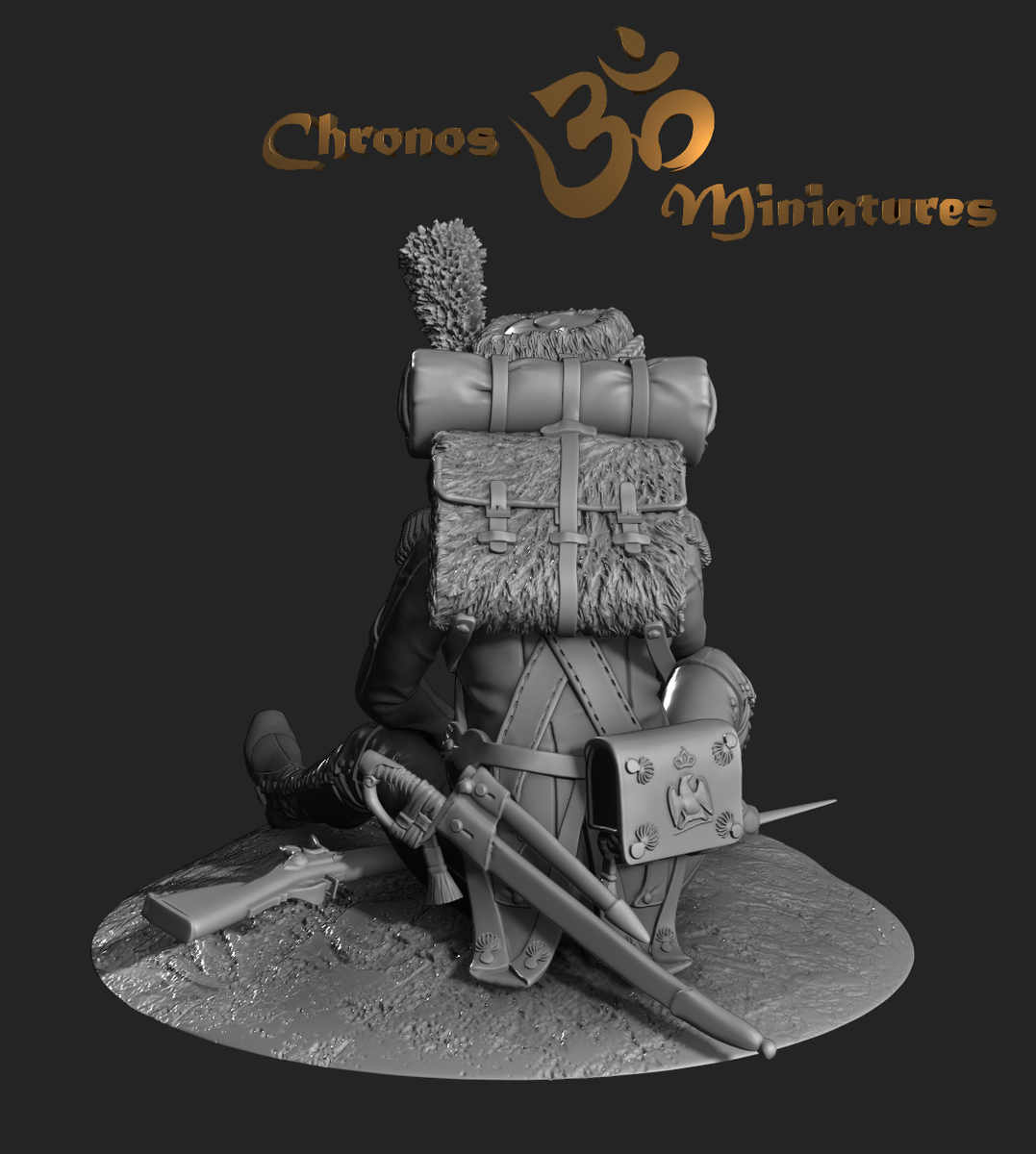 CHM-54117(M). Рядовой полков пеших гренадер Французской Императорской Гвардии, 1808-15 гг. 54 мм. Материал - белый металл. Chronos Miniatures