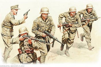 Набор фигурок MB3593 Немецкая пехота, DAK, WWII, Северной Африке пустыня, Фигуры