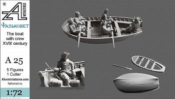А25 Лодка с экипажем . XVIII век, 1:72