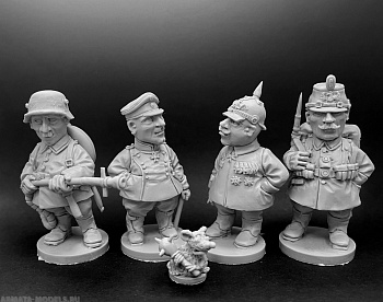 CHM-50.09. WW1: Германская армия №2. В комплекте 4 фигуры. 50 мм. Материал - смола.