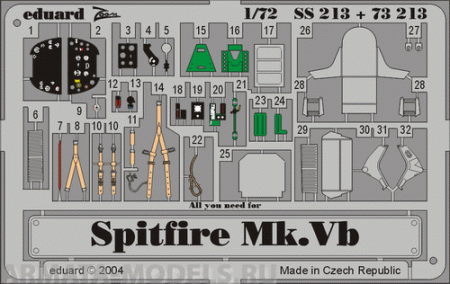 SS213 Фототравление Spitfire Mk.Vb For TAMIYA kit