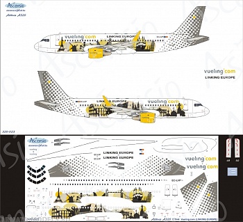320-023 Декаль для самолета Airbus A320 Vuiling (Linking Europa) 1/144