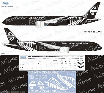 789-004 Декаль для самолета Boeing 787-9 Air New Zealand (Black Scheme) 1/144