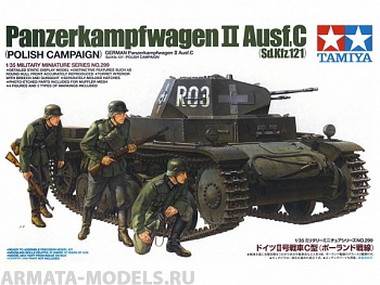 35299T Немецкий танк PzKw II  Ausf C, польская кампания с тремя фигурами. Наборные траки, доп.броневые листы, фототравление.